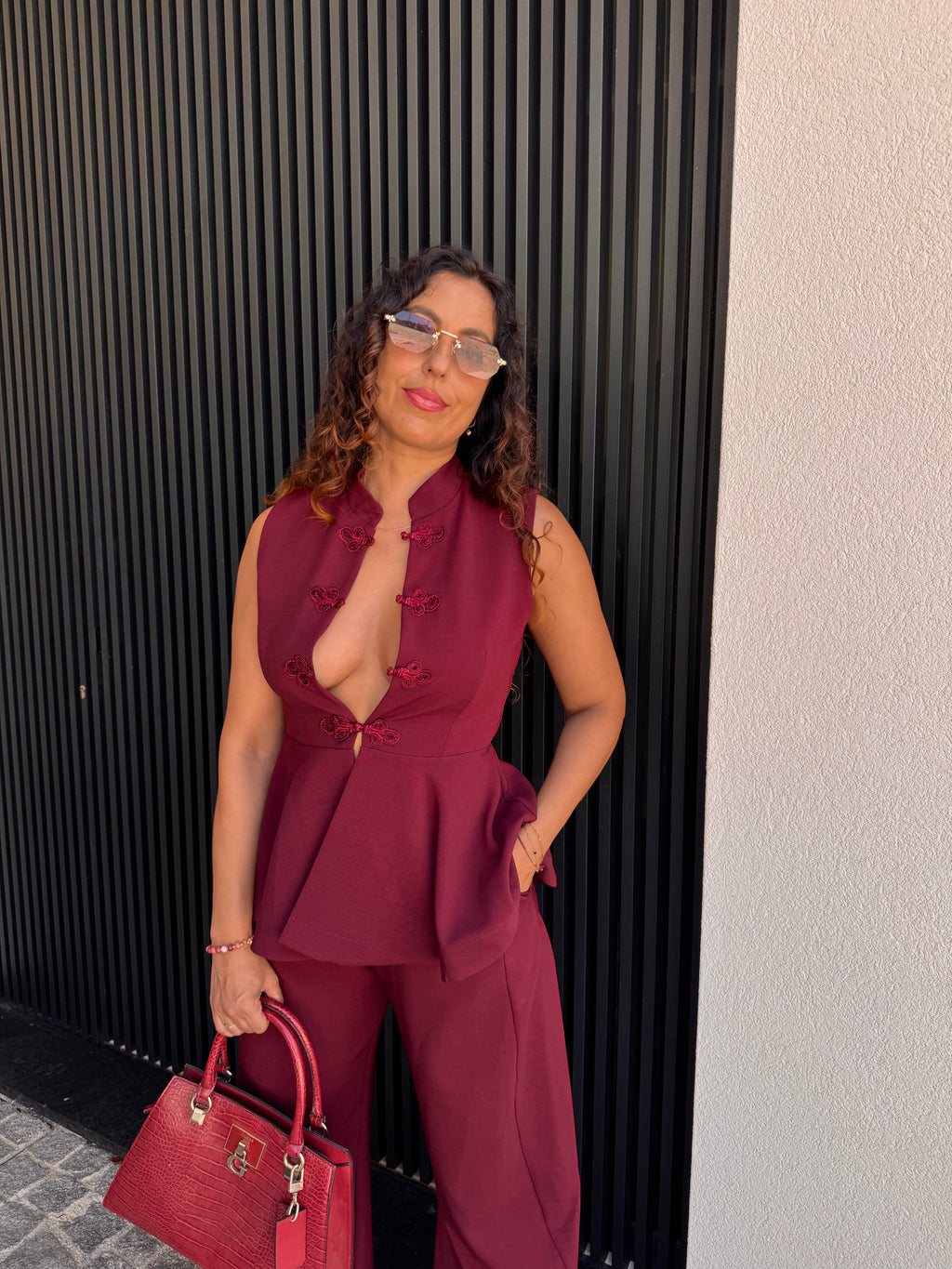 Top Peplum Bordeaux Lumina
