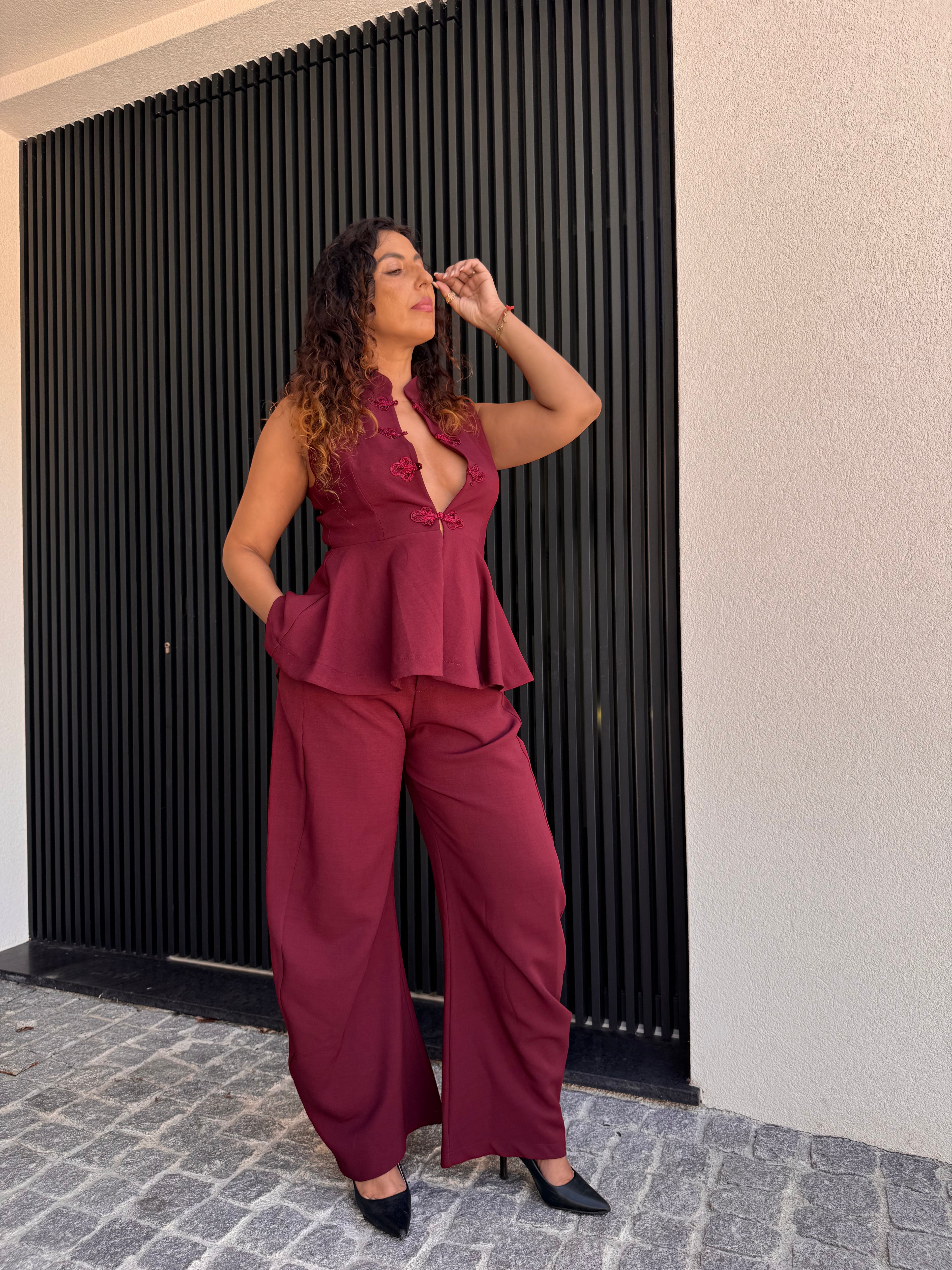 Top Peplum Bordeaux Lumina