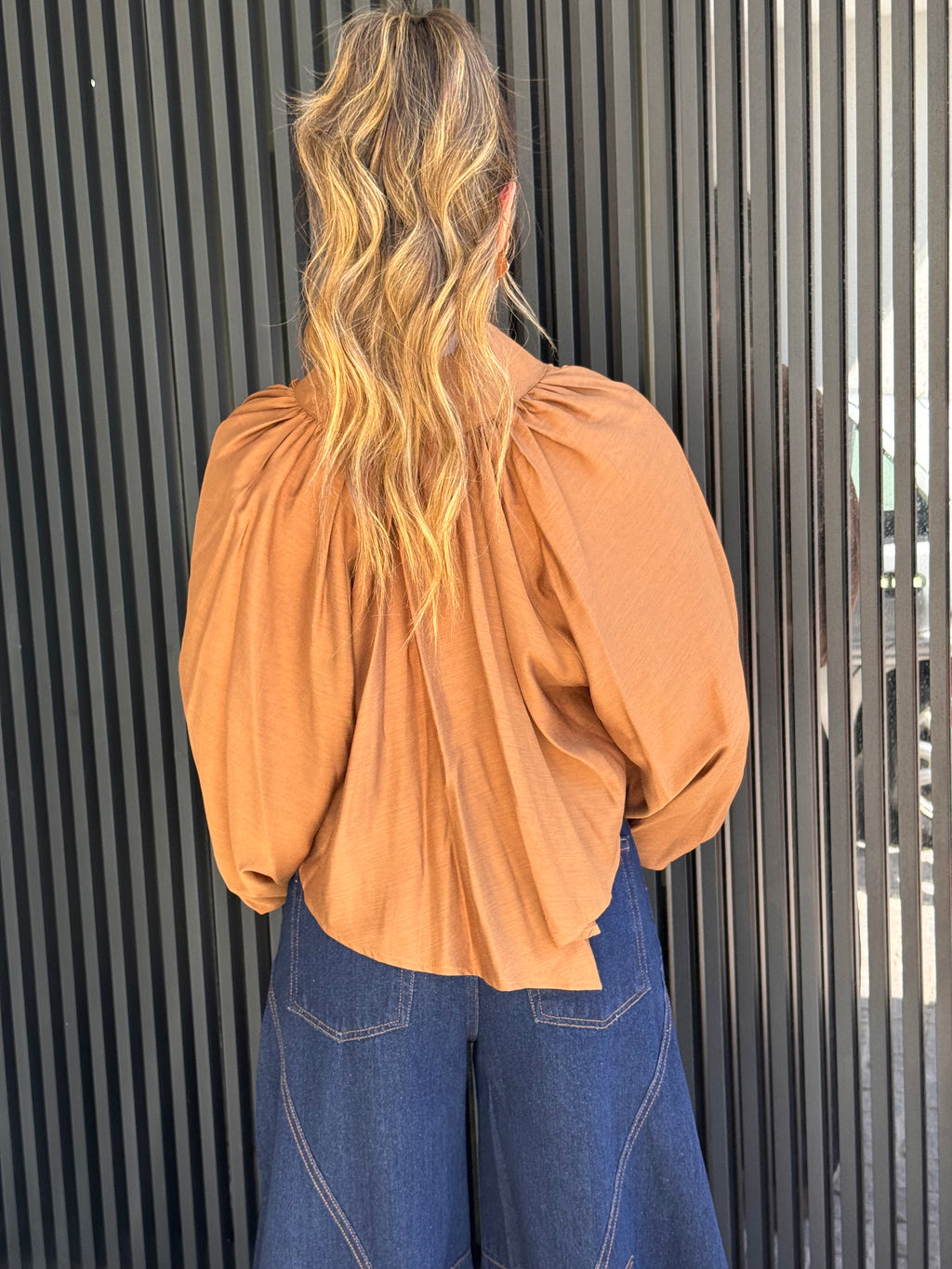 Blusa de Cetim Castanha Lumina