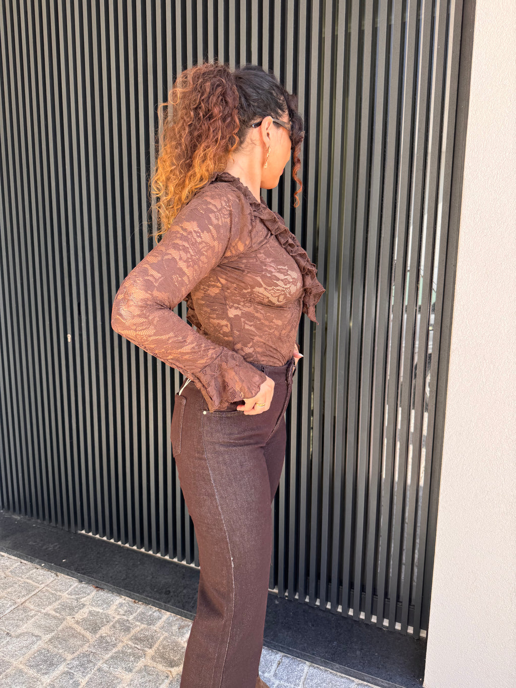 Jeans Castanhas Wide Leg