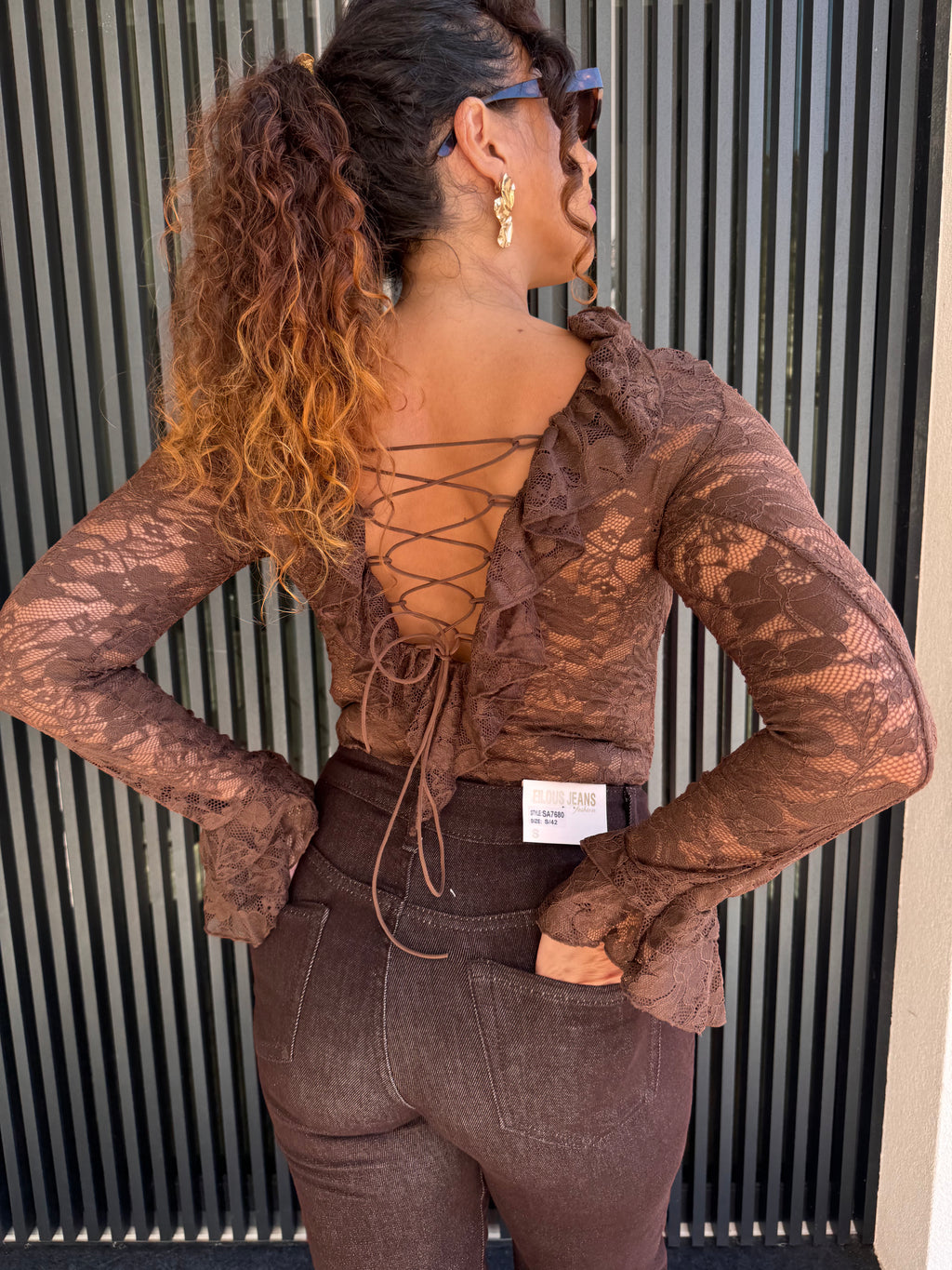 Jeans Castanhas Wide Leg
