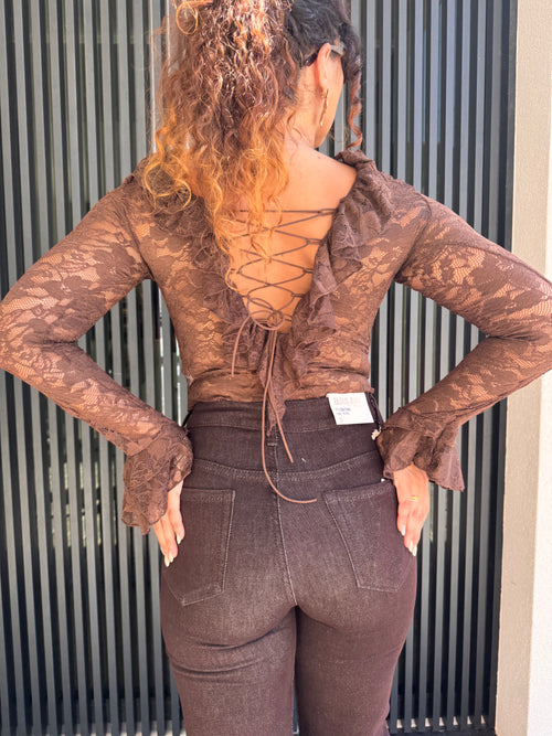 Blusa de Renda Castanha