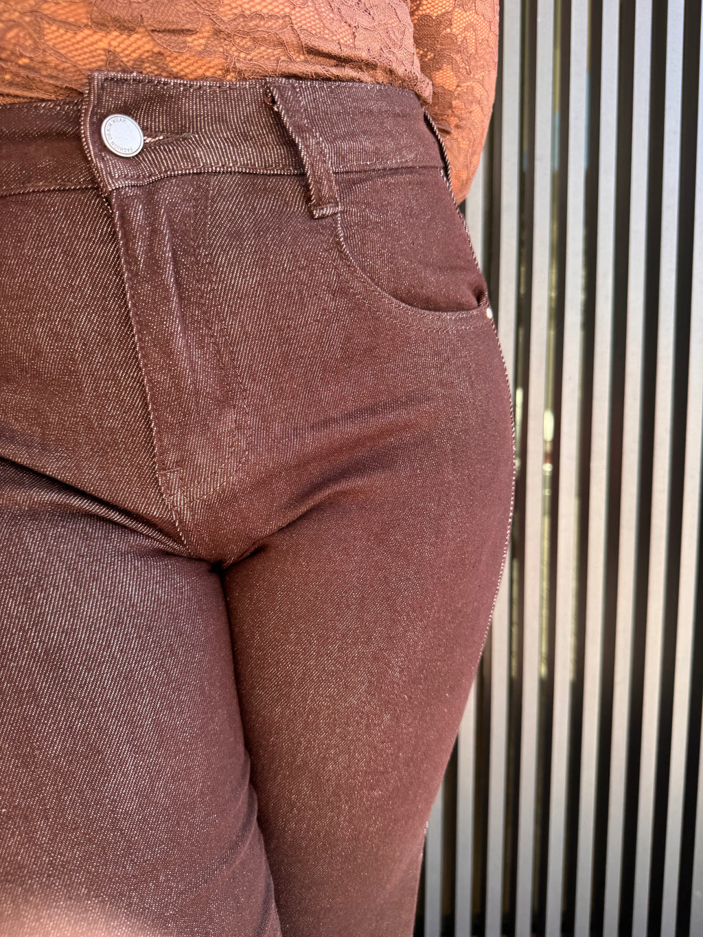 Jeans Castanhas Wide Leg