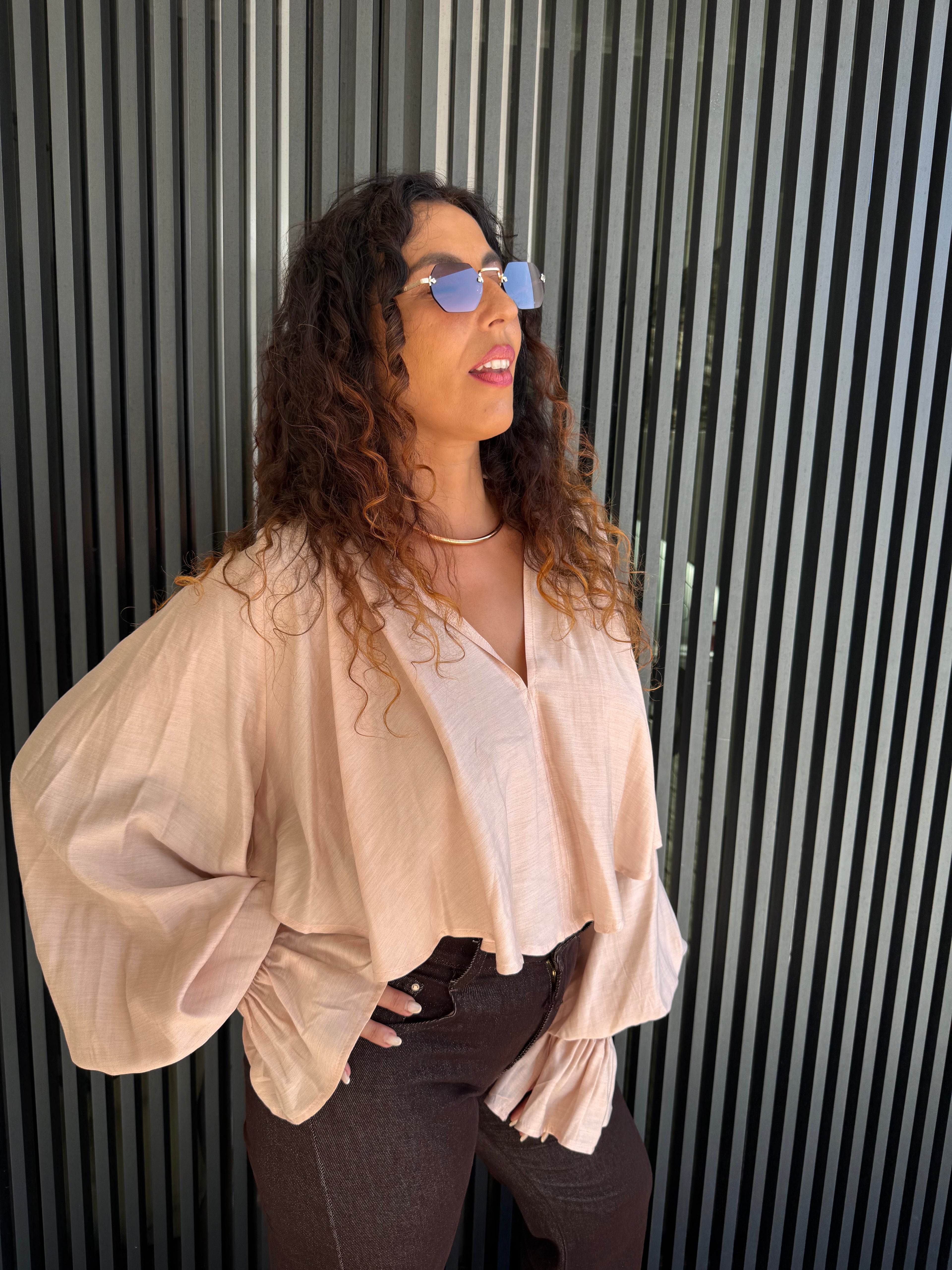Blusa de Cetim Rosa Lumina