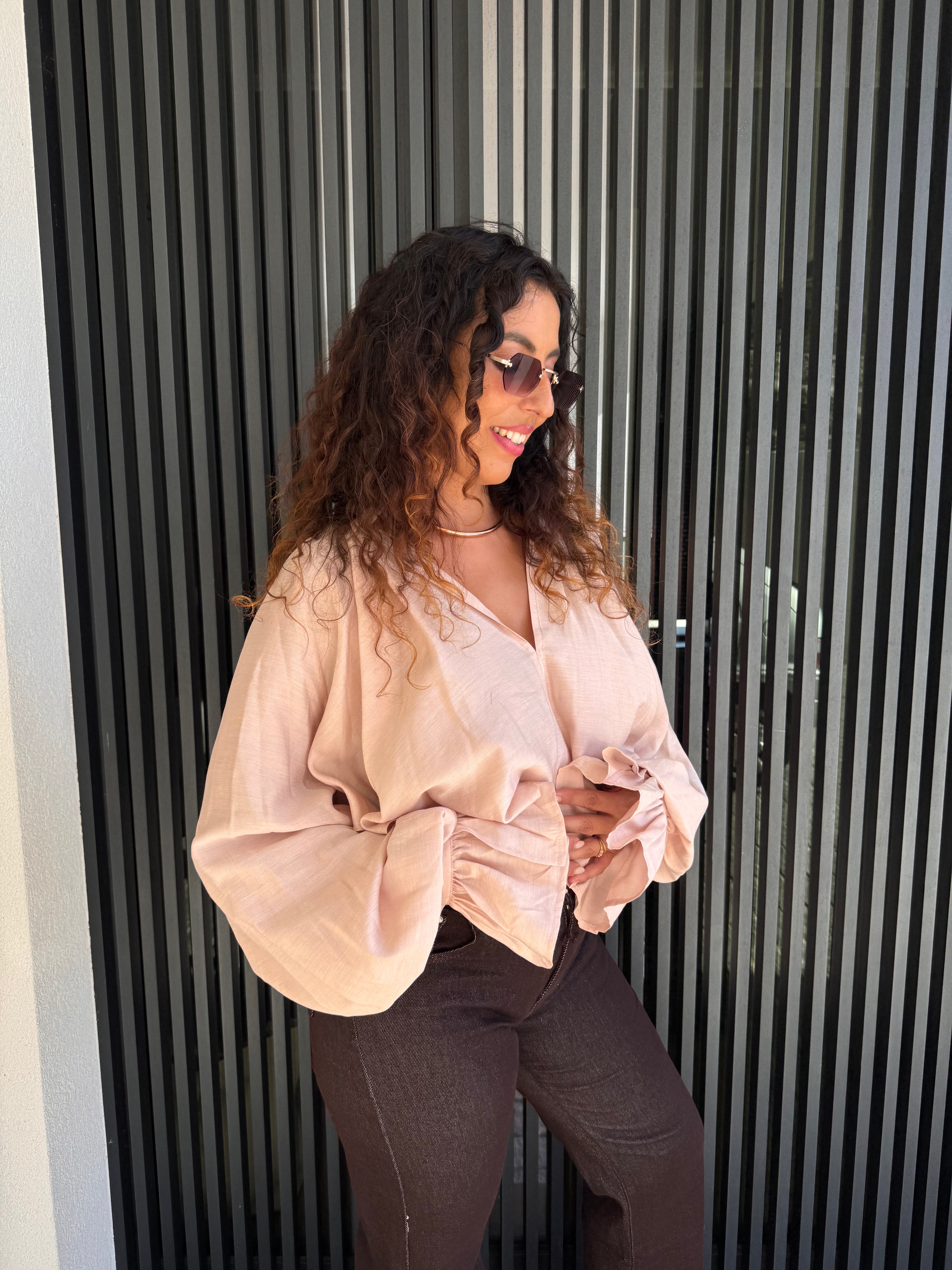 Blusa de Cetim Rosa Lumina