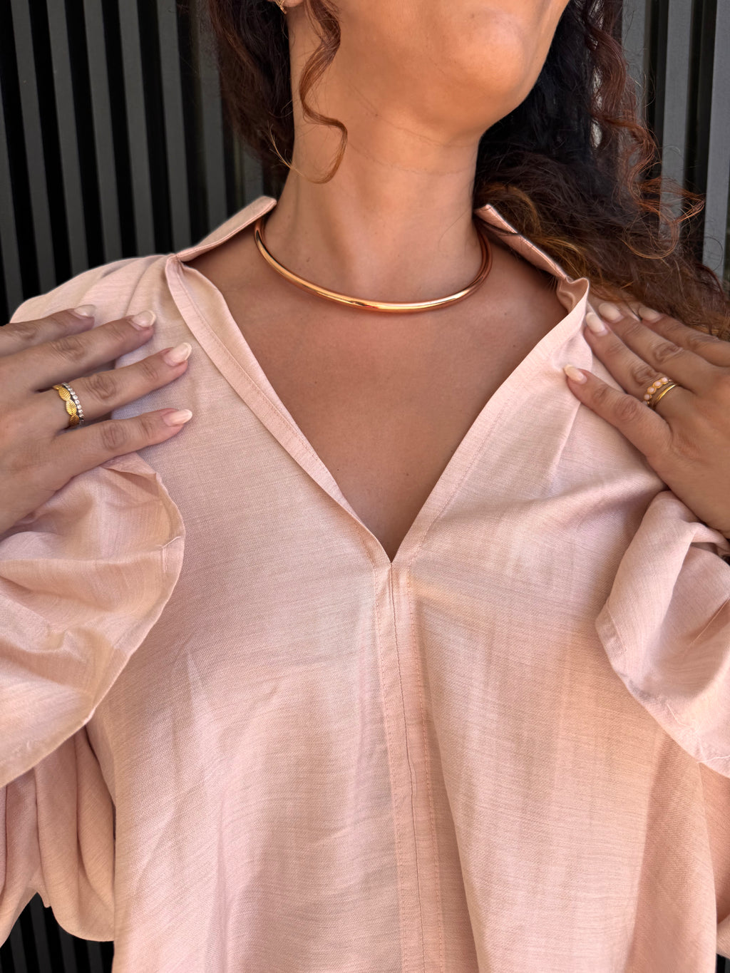 Blusa de Cetim Rosa Lumina